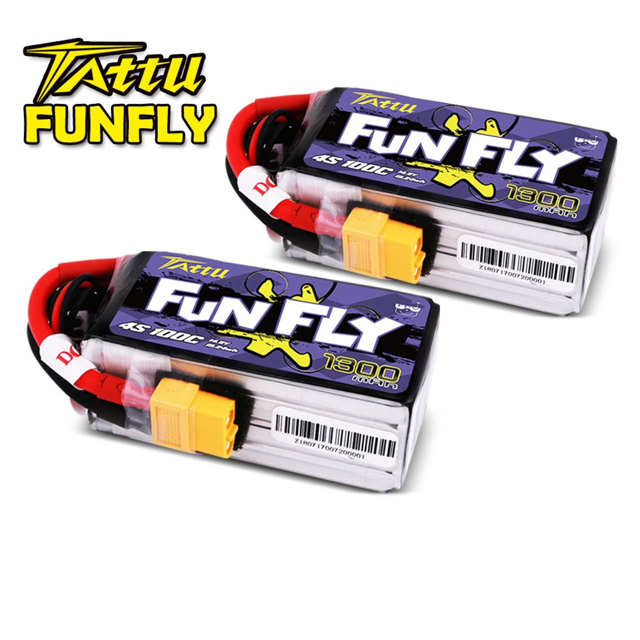Tattu FunFly 1300mAh 4S 100C LiPo Baterija (14.8V, XT60)
